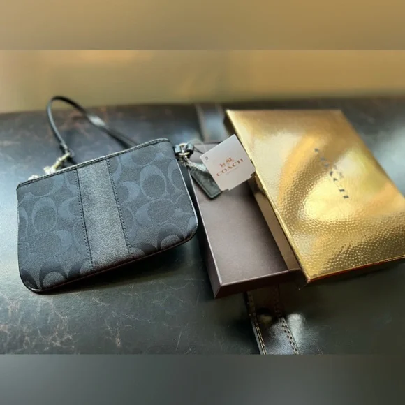 COACH black wristlet! Brand New with tags & care cards. Gold box. Beautiful! 🖤 - Picture 7 of 8